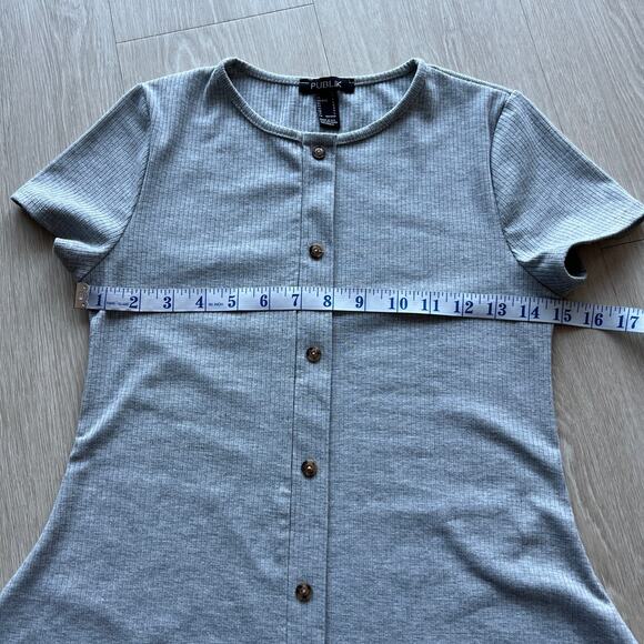 Publik Dress Small Gray Fit And Flare Casual Decorative Button Front - Picture 6 of 11